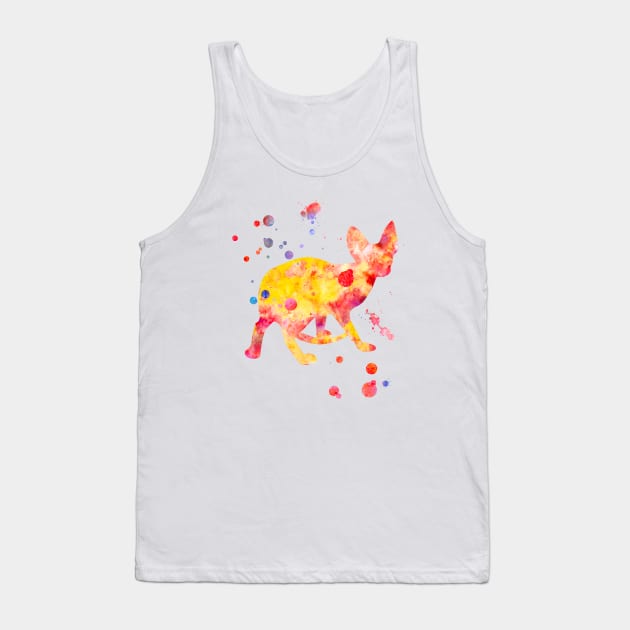 Devon Rex Cat Watercolor Painting Tank Top by Miao Miao Design